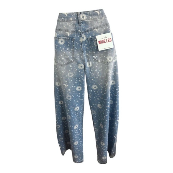 Blue Celestial print wide leg high rise whiskered denim jeans size 7/28 new - Picture 14 of 15